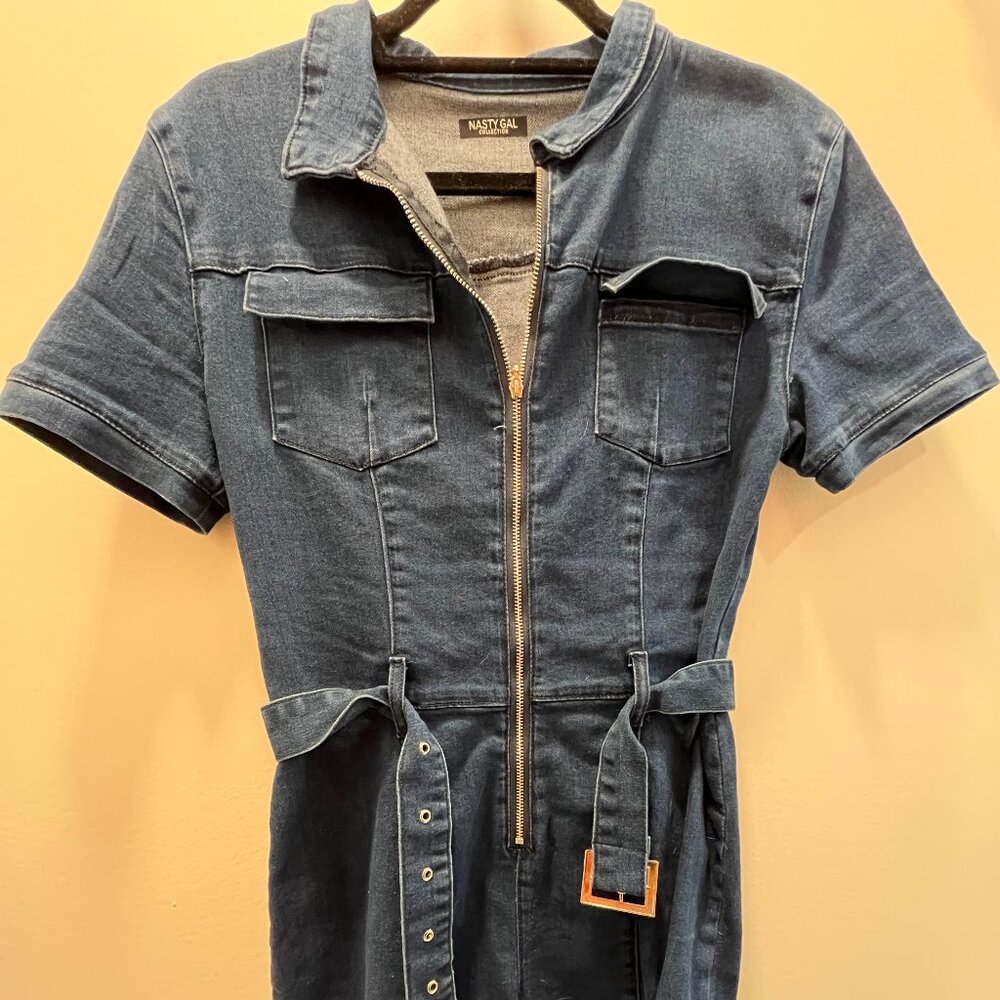 Hold on Tight Denim Belted Romper